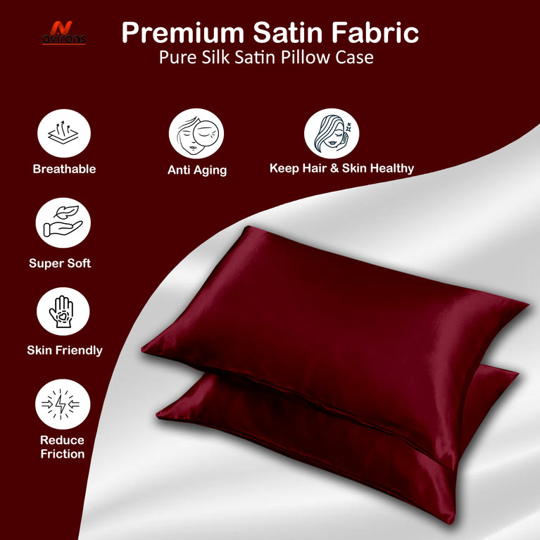 Satin Silk Pillow Cover – Ultra Soft, Anti-Frizz, Wrinkle-Resistant for Hair & Skin, Hypoallergenic 18x28 inch