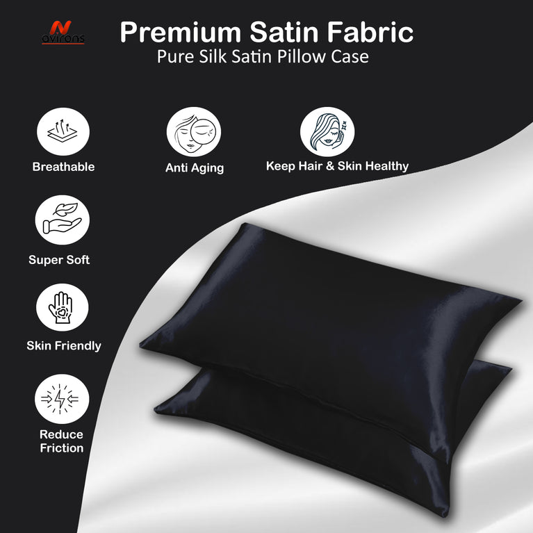 Satin Silk Pillowcase – Protects Hair & Skin, Cooling, Wrinkle-Free, Hypoallergenic Pillow Cover, 18x28 inch satin silk pillow cover