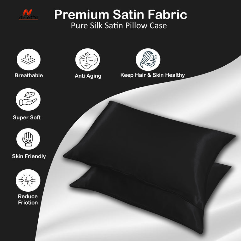 Smooth Satin Silk Pillow Cover – Anti-Wrinkle, Frizz-Control Pillowcase for Hair & Skin Care (18x28inch)