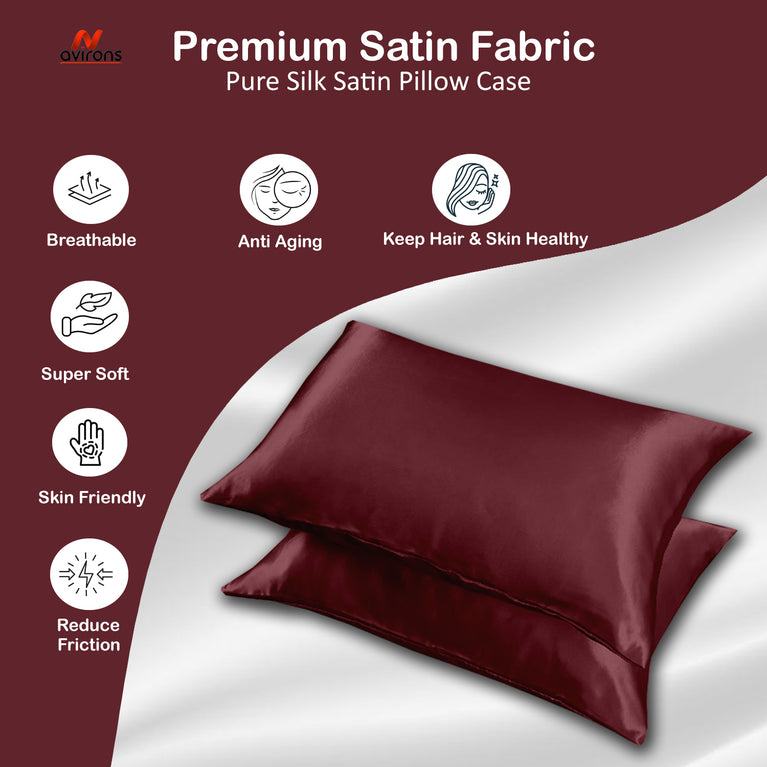 Luxury Satin Silk Pillow Cover 18x28 Inches – Protects Hair & Skin, Wrinkle-Resistant & Cooling Pillowcase