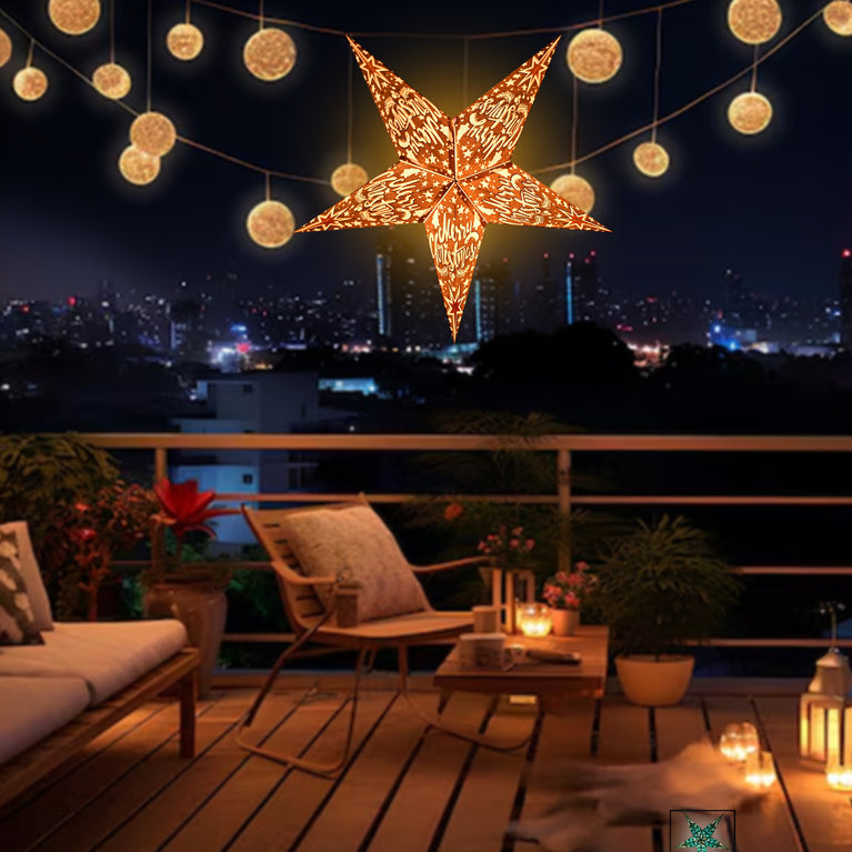 Elegant Paper Star Lantern – Lightweight Hanging Star for Xmas, New Year Celebrations & Festive Decor