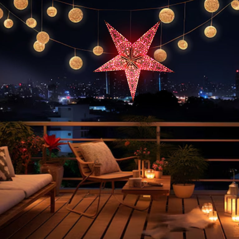 Luxury Hanging Star Paper Lantern – Eco-Friendly, Lightweight, Easy to Assemble for Holiday & Festive Home Decor