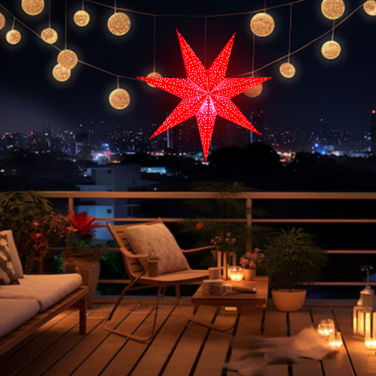 Luxury Xmas Paper Star Lampshade – Lightweight Hanging Star for Xmas, Weddings, New Year Decor & Festive Decor