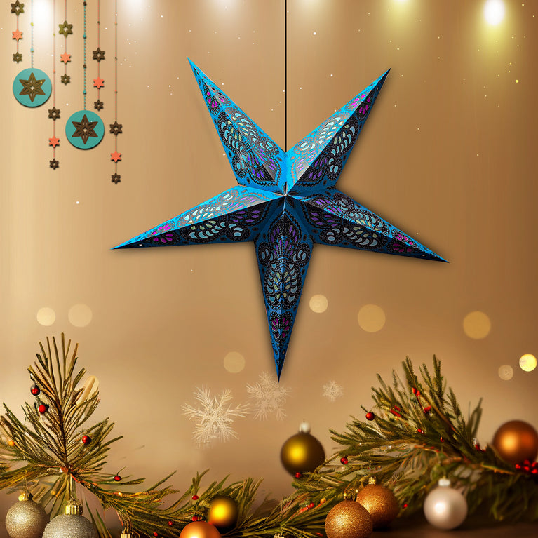 Festive Christmas Star Lantern – Hanging Paper Star for Holiday & New Year Celebrations, Easy Assembly, Lightweight, Reusable & Eco-Friendly