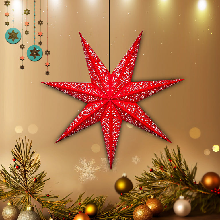 Luxury Xmas Paper Star Lampshade – Lightweight Hanging Star for Xmas, Weddings, New Year Decor & Festive Decor