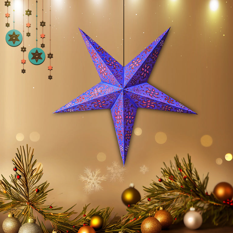 Hanging Paper Star Lantern – Luxury Star for Xmas & New Year, Durable, Lightweight, Reusable & Easy to Assemble for Holiday Party Decorations