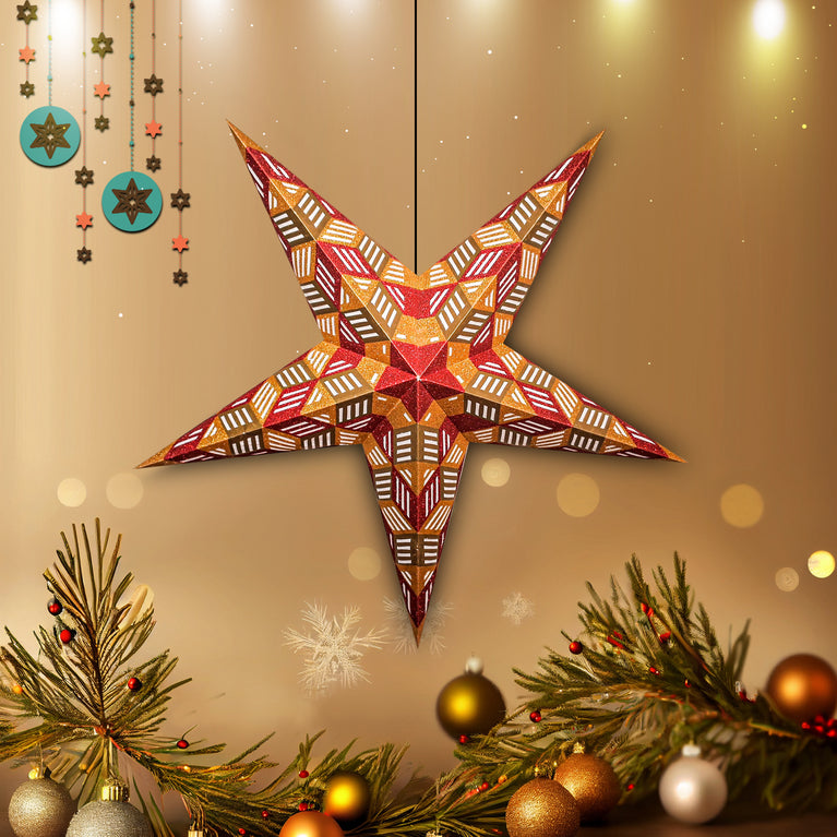 Eco-Friendly Hanging Paper Star Lantern – Premium Paper Star for Xmas, Festive Home & Party Decorations