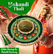 Premium Mehndi Thali with Mehndi Cone – Floral Wedding Plate with Custom Craftsmanship for Traditional Shaadi Celebration