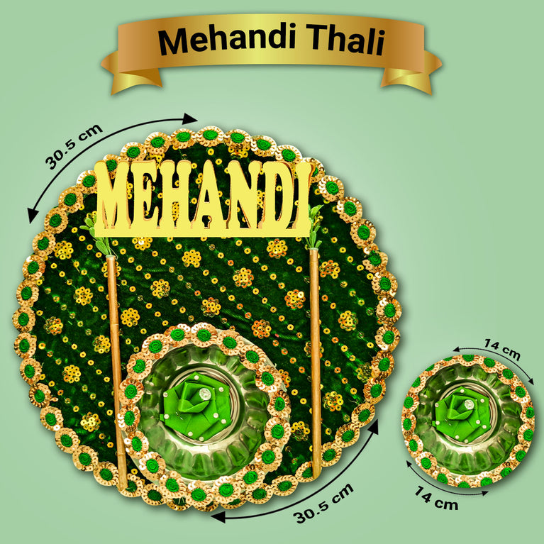 Elegant Premium Mehndi Thali Set with Mehndi Cone – Handcrafted Shaadi Platter for Traditional Mehndi Ceremony