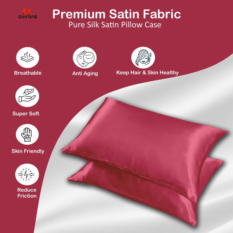 Satin Silk Pillowcase – Smooth, Cooling, Hypoallergenic Pillow Cover for Hair & Skin Care