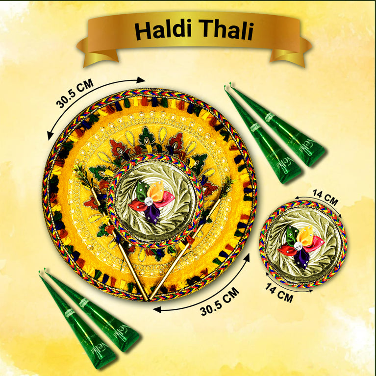 Wedding Ceremony Thali,Haldi Ceremony Platter,Traditional Haldi Thali,Handmade Thali for Wedding,Shaadi Decor Thal,12-inch Haldi Thali,Puja,Haldi Plate,Handmade Wedding Plate,Ubtan Haldi Platter,Decorative Plate for Haldi Function,Home Decor Wedding Thali,Haldi Thali with Bowls,Elegant Wedding Thali,Cultural Wedding Haldi Thali