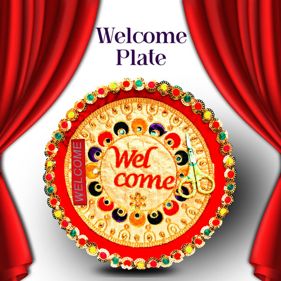 Decorative Plate for wedding,welcome platter,Wedding entry thali for groom, Ribbon Cutting Ceremony Thali, Welcome Thali, Ribbon Cutting Kit, Grand Opening Thali