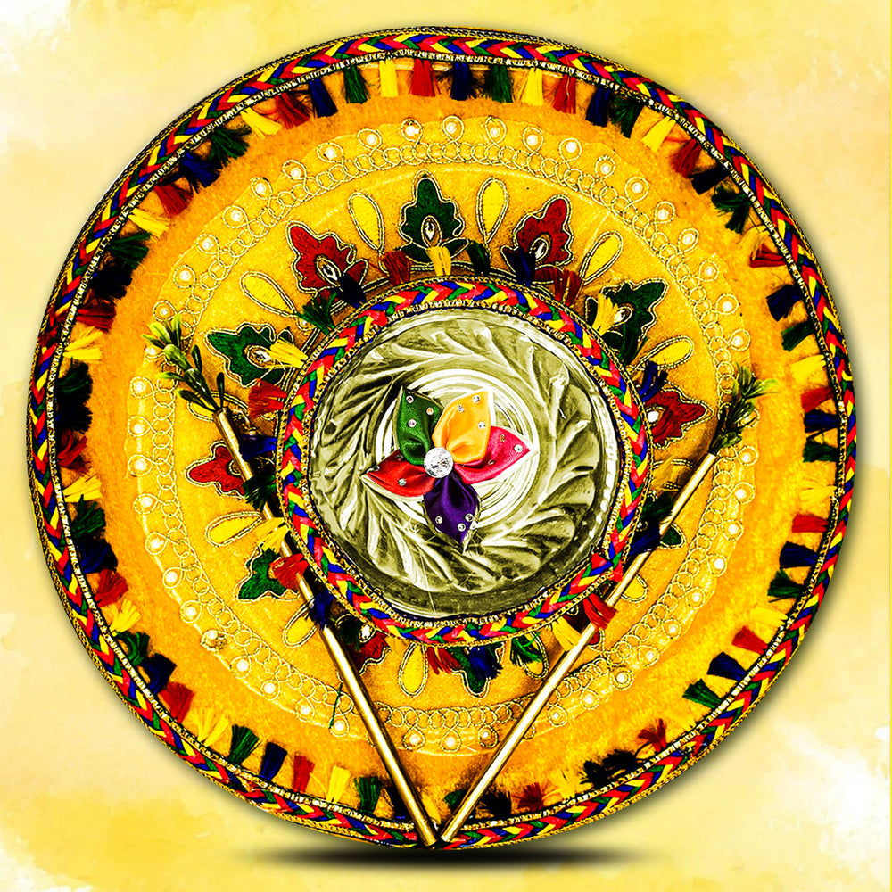 Decorative Haldi Thali,Wedding Ceremony Thali,Haldi Ceremony Platter,Traditional Haldi Thali,Handmade Thali for Wedding,Shaadi Decor Thal,12-inch Haldi Thali,Puja,Haldi Plate,Thali,Vibrant Haldi Ceremony Plate