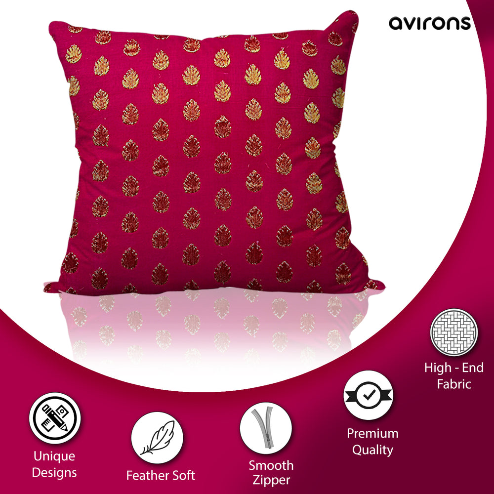 silk cushion covers 16x16, Banarasi silk cushion covers with zipper, silk cushion covers online india