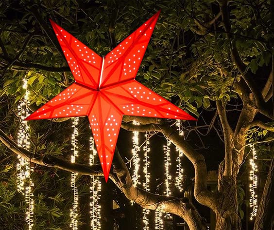 Star-shaped festive light, Star Christmas tree decoration, Large star lantern, Paper star hanging light, Star-shaped lantern light, Star holiday decor, Christmas star lighting, Hanging star paper lantern, Paper star decoration, Large paper star lantern, LED paper star, Golden star lantern, Christmas star lights, Star-shaped light fixture