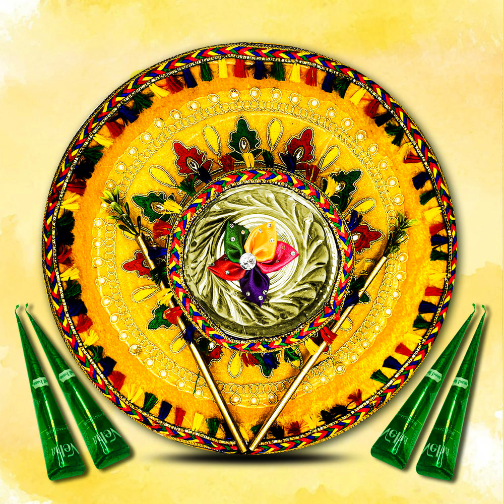 Decorative Haldi Thali,Wedding Ceremony Thali,Haldi Ceremony Platter,Traditional Haldi Thali,Handmade Thali for Wedding,Shaadi Decor Thal,12-inch Haldi Thali,Puja,Haldi Plate,Handmade Wedding Plate,Ubtan Haldi Platter,Decorative Plate for Haldi Function,Home Decor Wedding Thali,Haldi Thali with Bowls,Elegant Wedding Thali