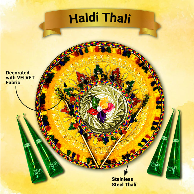 Hand crafted Haldi Thali,Decorative Haldi Thali,Wedding Ceremony Thali,Haldi Ceremony Platter,Traditional Haldi Thali,Handmade Thali for Wedding,Shaadi Decor Thal,12-inch Haldi Thali,Puja,Haldi Plate,Handmade Wedding Plate,Ubtan Haldi Platter